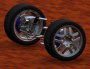 This is both front wheels and their suspension, with an adjustment to the tie-rods which were a little too hight he first go-round.